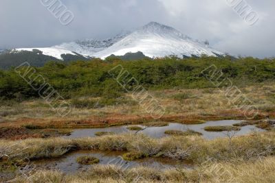 Landscape of Tierra Del Fuego near Ushuaia. Argentina.