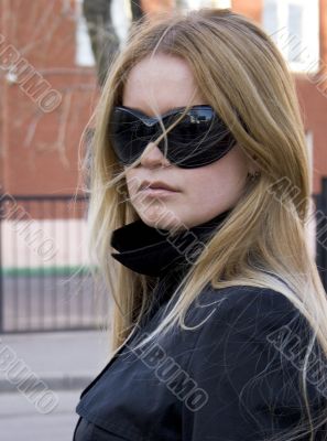 blonde in sunglasses