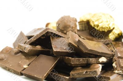 chocolate slices close up