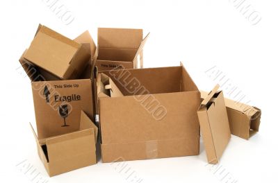 Cardboard boxes on white background