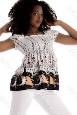 African girl is holding her hair