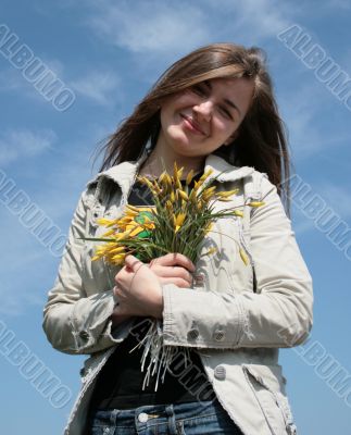 girl with flowers