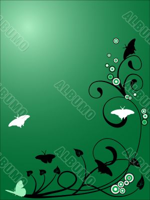 Floral background with butterflies