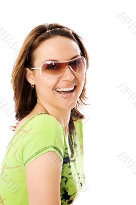 Portrait of the beautiful girl in sunglasses