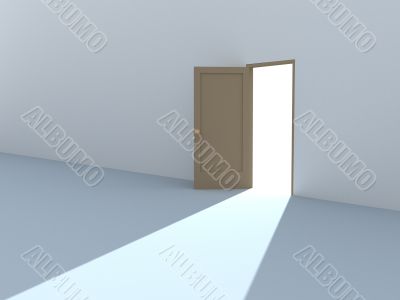 Conceptual image - bright light from an open door
