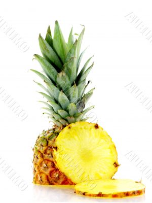 fresh ripe pineapple with slices