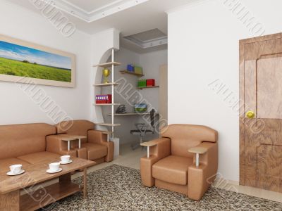 Interior of a living room. 3D image.