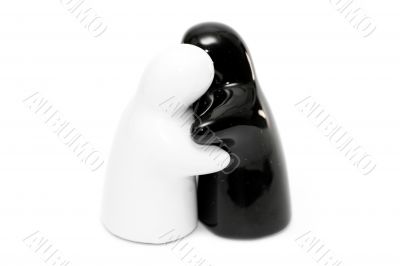 Salt and pepper together isolated