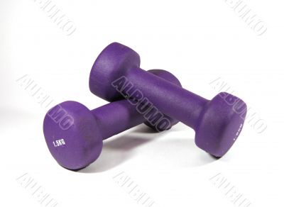 Two dumbbells of violet color