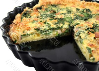 Sliced Spinach And Bacon Quiche