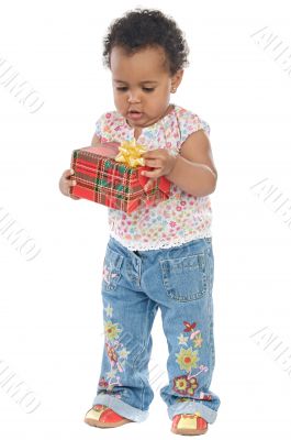 Baby with a gift box
