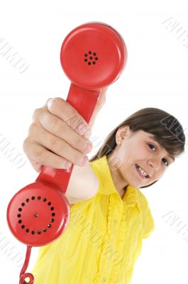 Girl with telephone