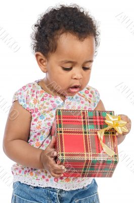 Baby with a gift box