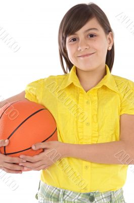 girl whit ball of basketball