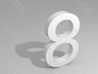 White number on gray background