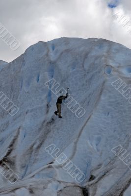 Man climbering on the Perito Moreno glacier, Argentina.