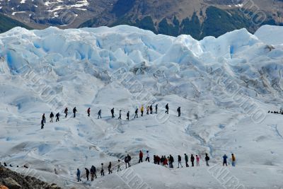 Trekking on the Perito Moreno glacier, Argentina.