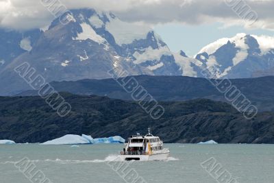 Argentine excursion ship near the Perito Moreno Glacie