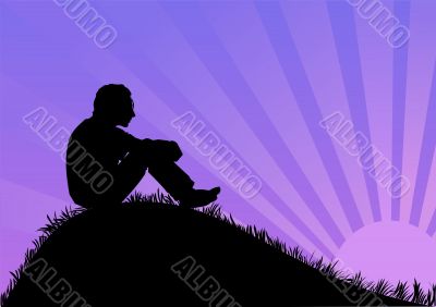 Man sitting on the hill