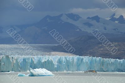 Argentine excursion ship near the Upsala glacier in Patagonia, A