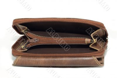 empty brown leather wallet