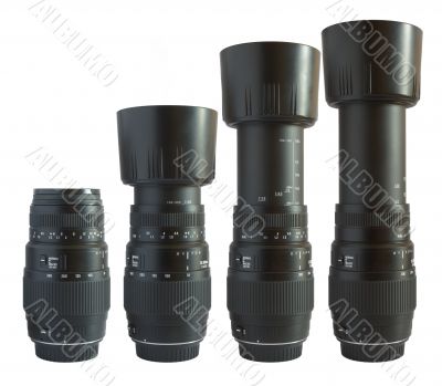 Black telephoto lens