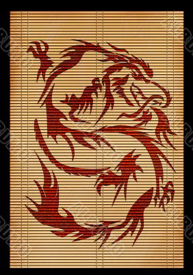 Ancient Japanese mat with the image of a dragon