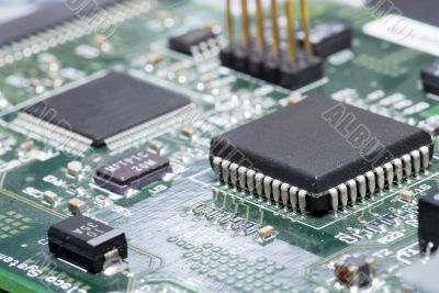 microchip on a scheme background