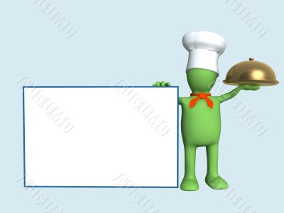 Background -  puppet chef with a gold dish