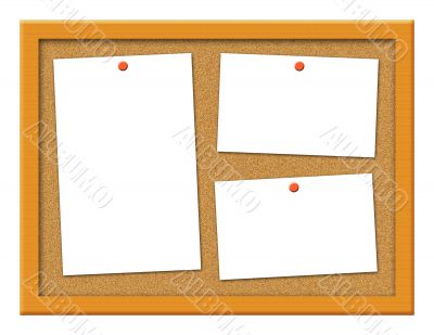 Cork Board with Crooked Notes Illustration