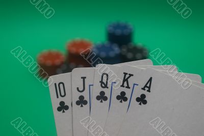 Poker Hand - Clubs Straight Flush