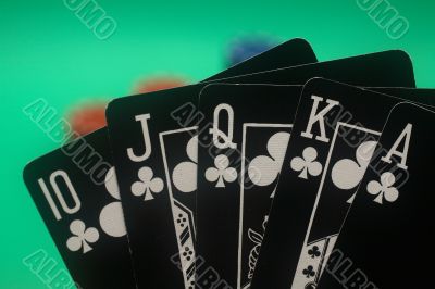 Poker Hand - Clubs Straight Flush