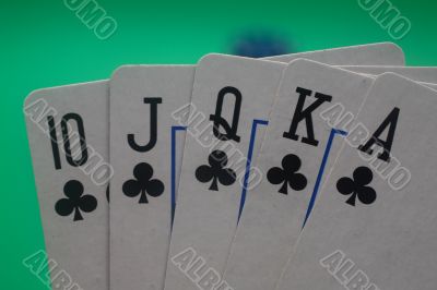 Poker Hand - Clubs Straight Flush