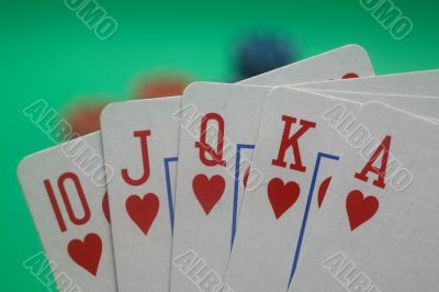 Poker Hand - Hearts Straight Flush