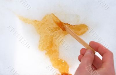 Maple taffy on snow