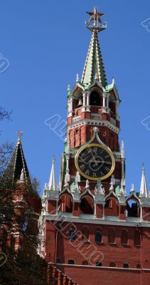 Spasskaya Tower Top at the Red Square, Moscow