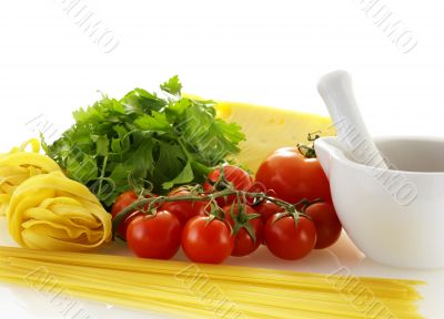 fresh raw ingredients for making pasta