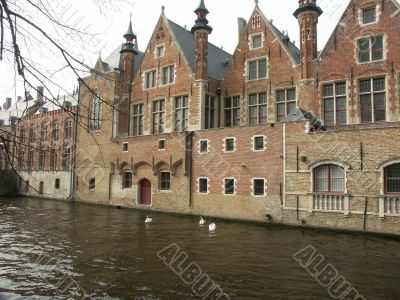 Old Houses On A Channel In Brugge