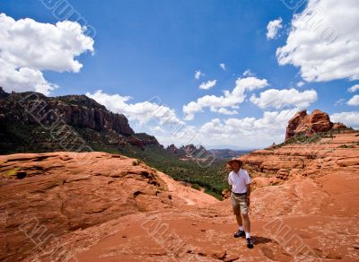 Single hiker facing camera in Sedona