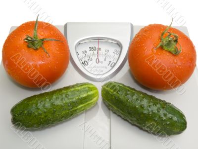 Fresh tomatoes and cucumbers