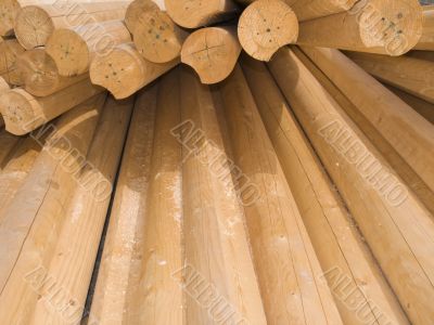 Round wooden logs