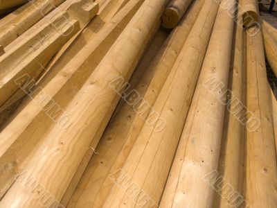 Round wooden logs