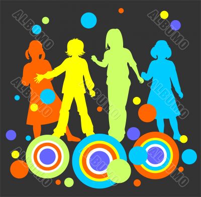 children on a dark background