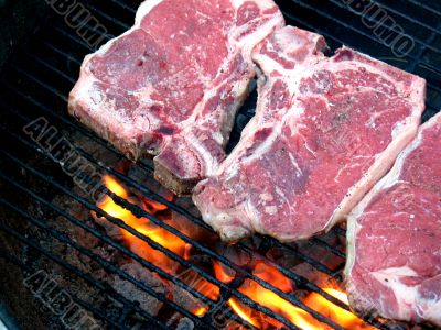 T-Bone Steaks on the Grill