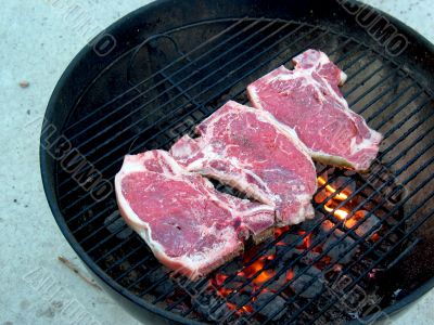 T-Bone Steaks on the Grill