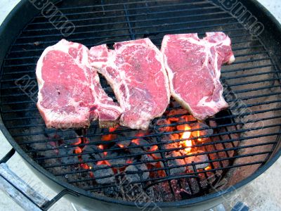 T-Bone Steaks on the Grill