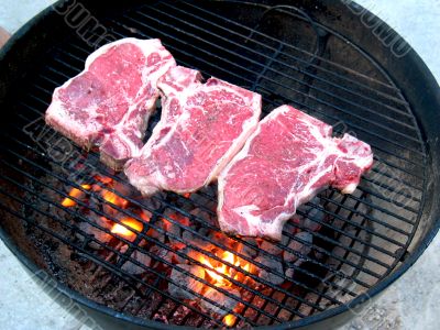 T-Bone Steaks on the Grill
