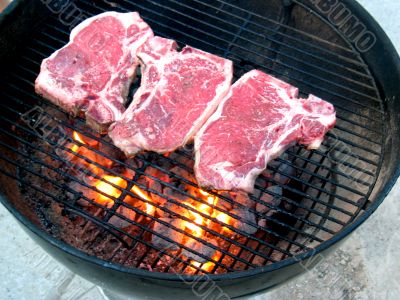 T-Bone Steaks on the Grill