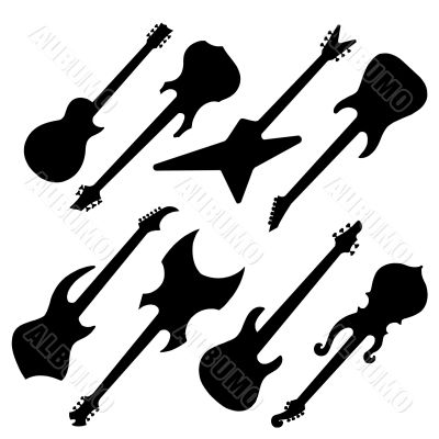 Silhouettes of guitars