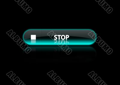 Button stop blue neon